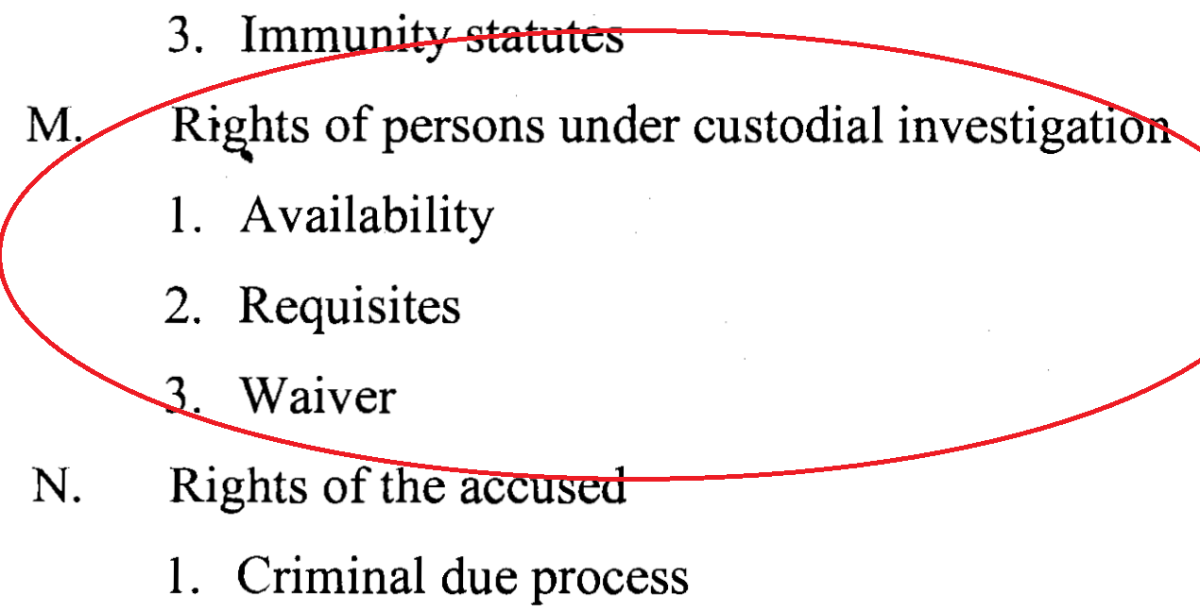 Rights of Persons Under Custodial Investigation