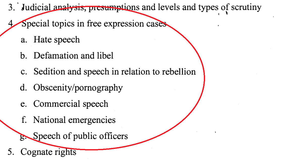 Freedom of Speech and Expression Part III: Special Topics in Free Expression Cases
