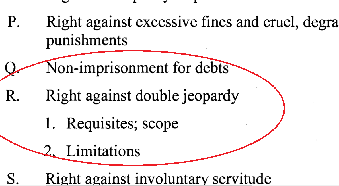 Non-Imprisonment for Debts and Right Against Double Jeopardy