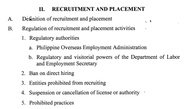 Recruitment and Placement Part I (Definition of recruitment and placement + Regulation of recruitment and placement activities)
